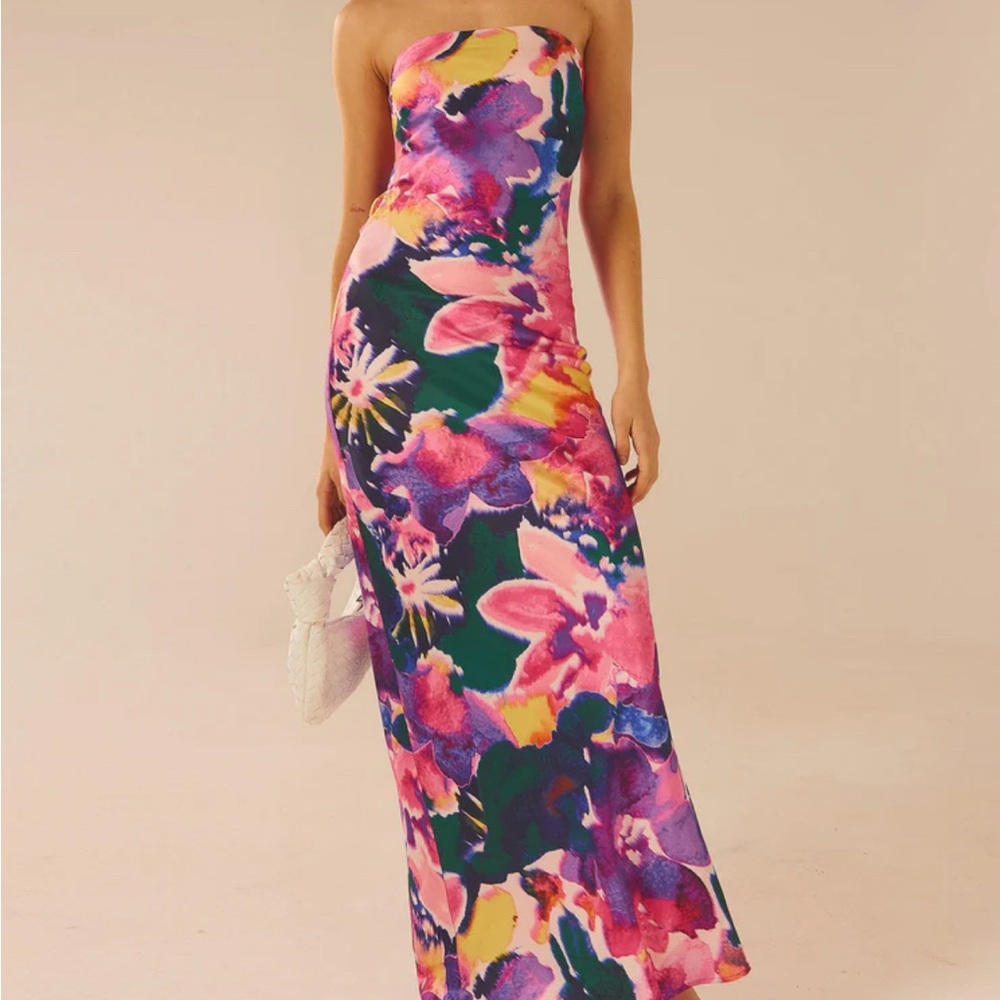 Peppermayo Multicolor Floral Strapless Dress
